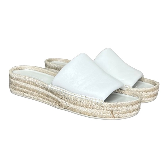 Vince Shoes - Vince Jesse Leather Platform Espadrille Slides Sandals
